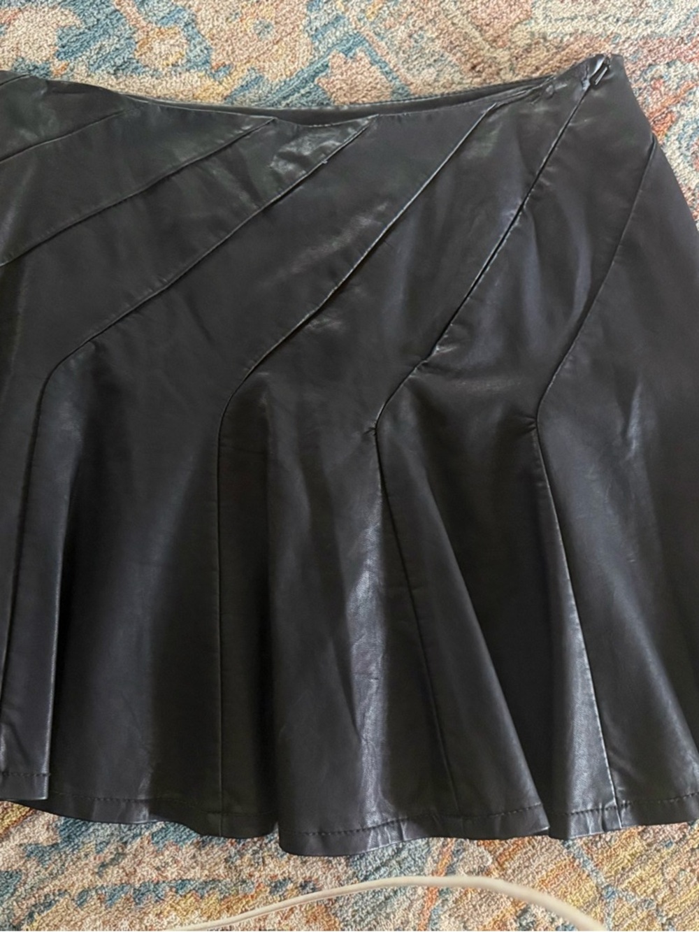 Free People Black Faux Leather Skirt